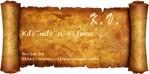 Kámán Vilmos névjegykártya